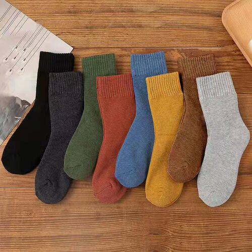 Children's crew sock winter and autumn long wool sock with thick and fluffy terry socks, wholesale warm floor warming towel socks