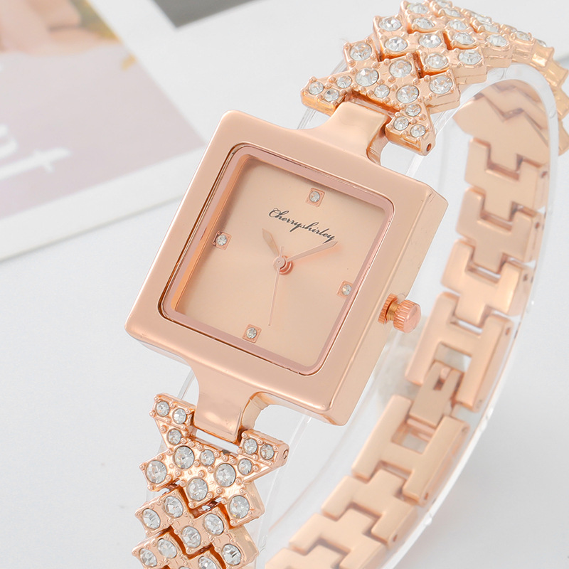 Rapporto qualità-prezzo Orologio con cinturino al quarzo per studentesse, quadrato, con diamanti, alla moda, in stile coreano, con cinturino in acciaio alla moda_voghion.com