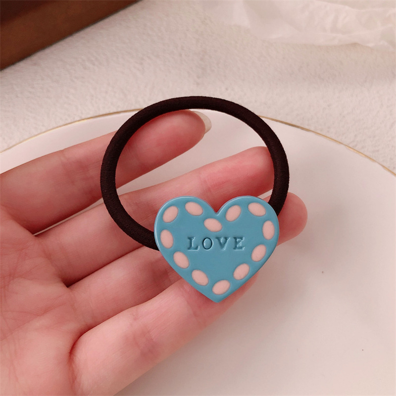 Corea del Sur color contrastante amor sonrisa banda de base de alta elasticidad simple anillo de cabello de alta sensación de cabello atado cuerdas de cabello adornamiento para el cabello