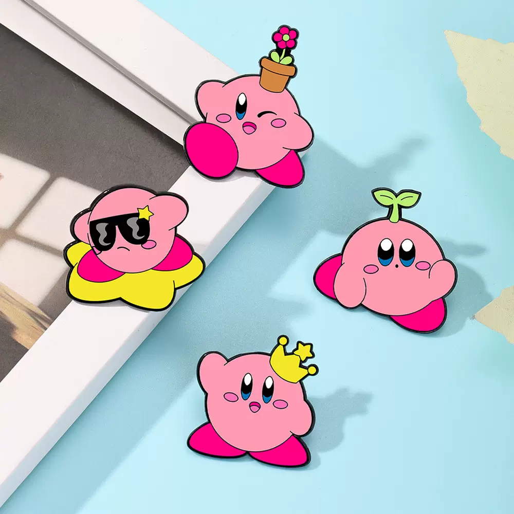 国外热销新品卡通星之卡比金属徽章跨境新款可爱风动漫卡通胸针