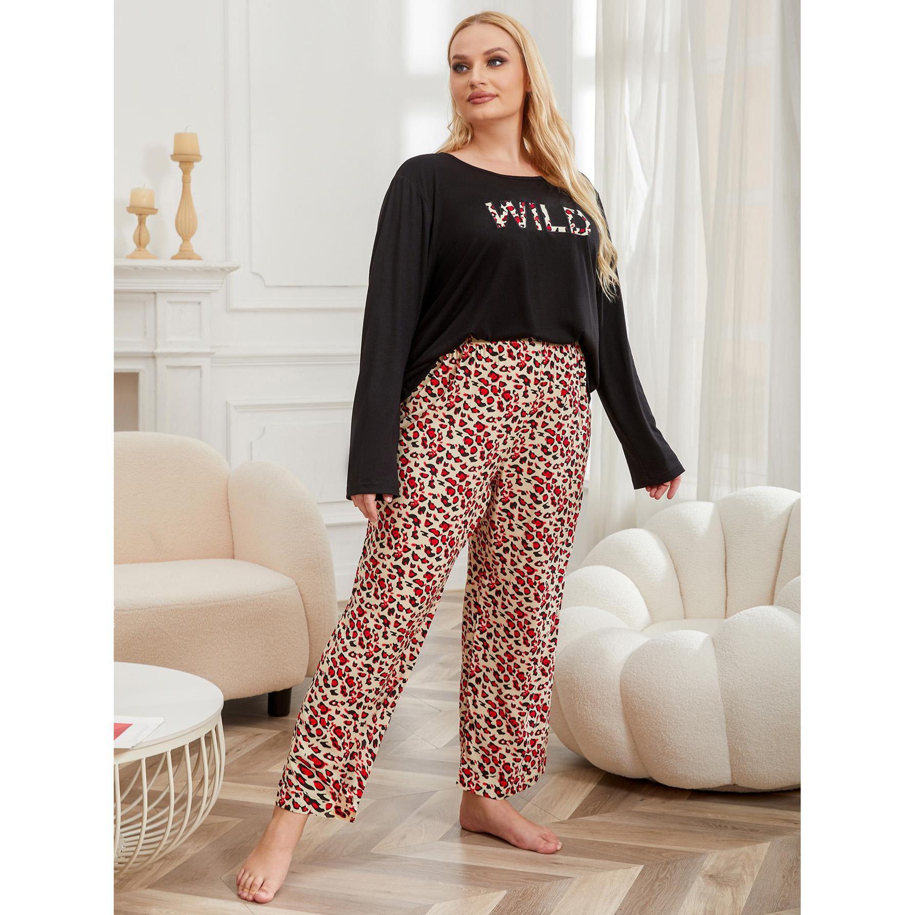 Large size pajamas for women, 200 pounds, chubby mm, autumn and winter long sleeved home clothing set_voghion.com