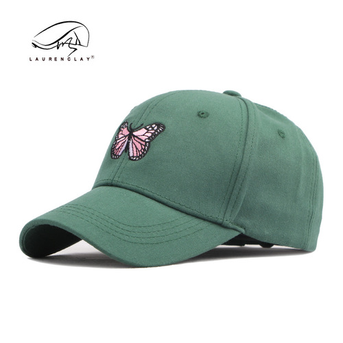 Simple butterfly embroidered hard top baseball hat for women's spring and summer travel sun protection sun hat versatile cute baseball hat