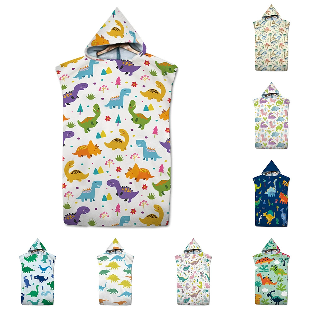 Детский взрослый мультфильм Динозавр накидка с капюшоном банное полотенце из микрофибры пляжная пеленальная одежда домашний халат