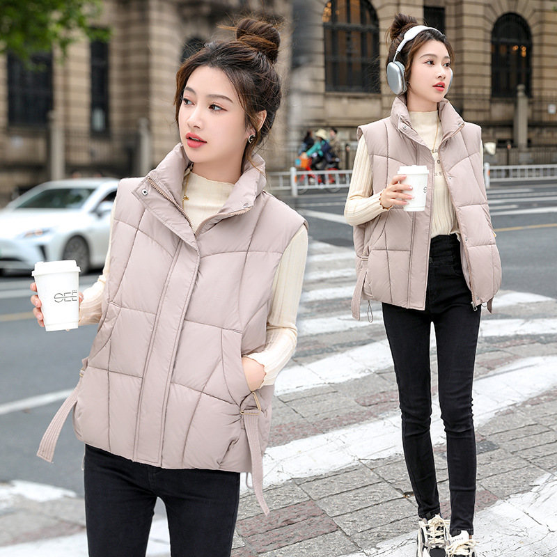 Chaleco de algodón de pluma para mujeres 2024 otoño y invierno nuevo estilo coreano de algodón suelto hombro collar chaleco de algodón chaleco de caballo abrazadera chaqueta image 9
