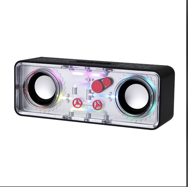 Double pull Mech transparent Mech wireless Bluetooth speaker wind colorful light small steel gun bass diaphragm audio gift sound