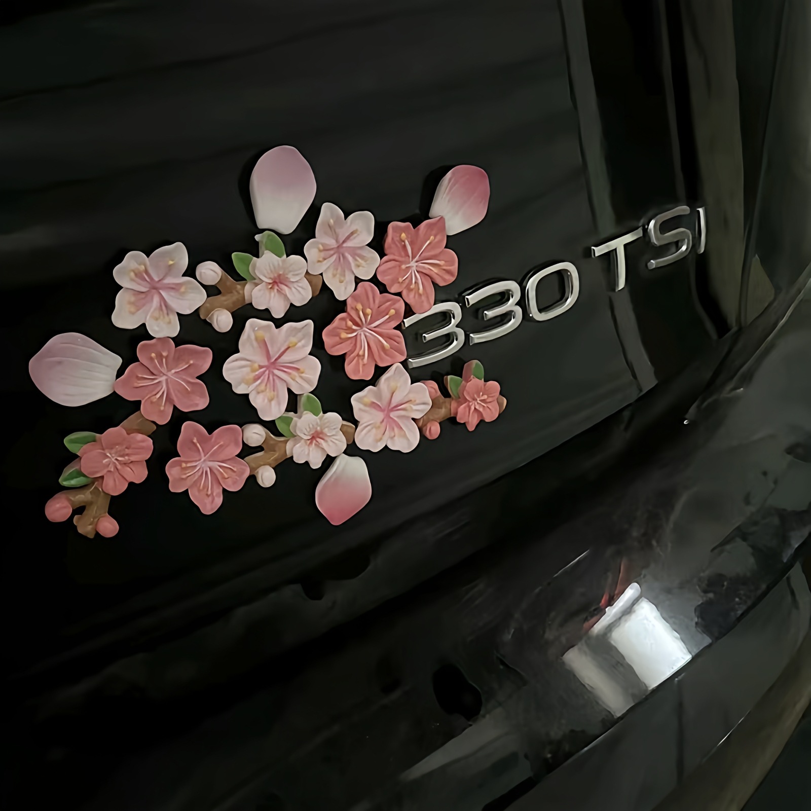 3D Three-dimensional Cherry Blossom Car Sticker To Cover Scratches, New Car Tail Decoration Ornament, Electric Car DIY Decorative Sticker_voghion.com