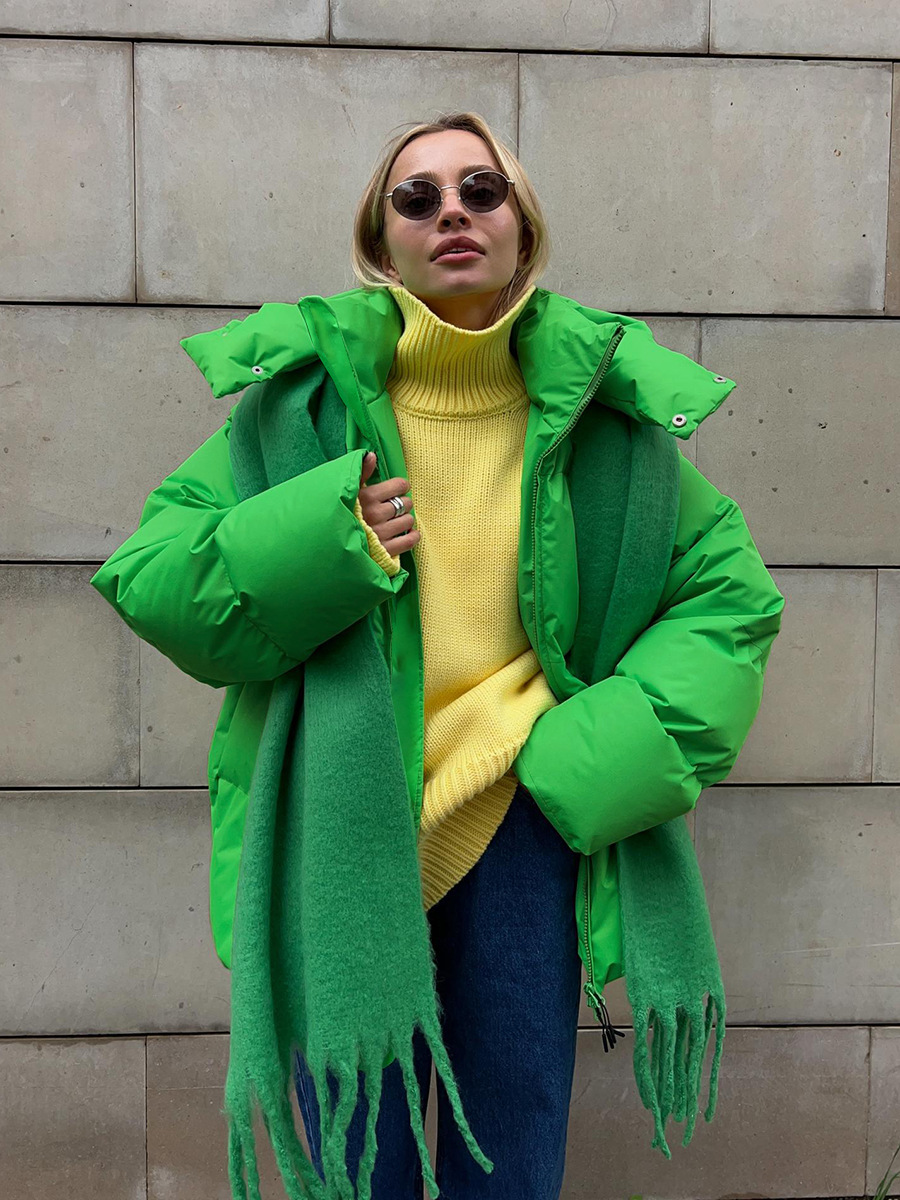 Chaquetas acolchadas de algodón transfronterizas para mujer, invierno 2025, nuevo estilo europeo y americano, chaquetas acolchadas holgadas de color sólido, abrigos de algodón con capucha. image 4