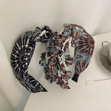 韩国褶皱珍珠发箍复古秋冬气质碎花宽边头箍高级感压发发卡头饰女