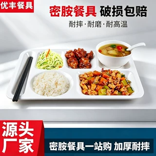 源头工厂A5密胺快餐盘分格餐盘幼儿园学校食堂仿瓷餐盘定制LOGO
