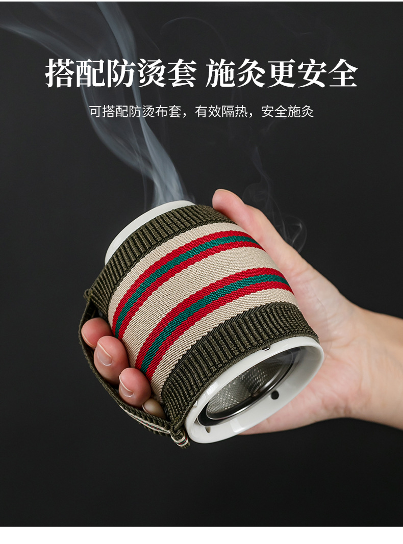 Ceramic Moxa Jar Portable Moxibustion Cup with Gua Sha Massage Function Double Layer Heat Storage in use