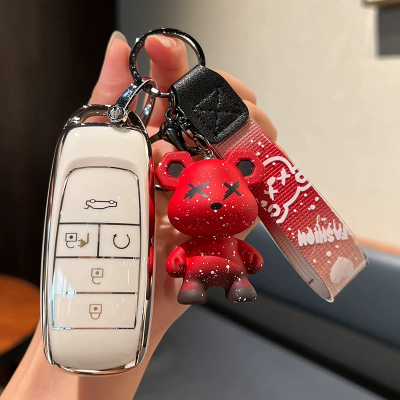 Корпус ключа (Trumpchi) Смарт 5–кнопок, одна крышка или с подвеской-медведем и ремешком, белый/черный/фиолетовый