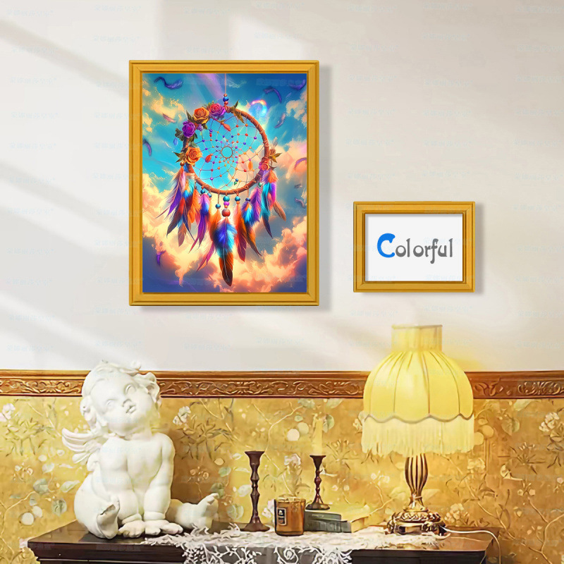 Mona Lisa Real Acrossboard Dreamcatcher y flores dos dibujos animados simples frescos y lindos bordados simples image 2