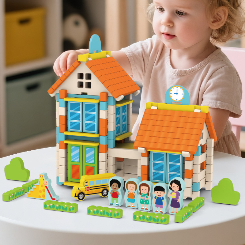 Bloques de construcción de espiga y espiga de Luban para niños, educación temprana, inteligencia, construcción práctica, casa de arquitecto, cabaña, juguetes de bricolaje para padres e hijos image 16
