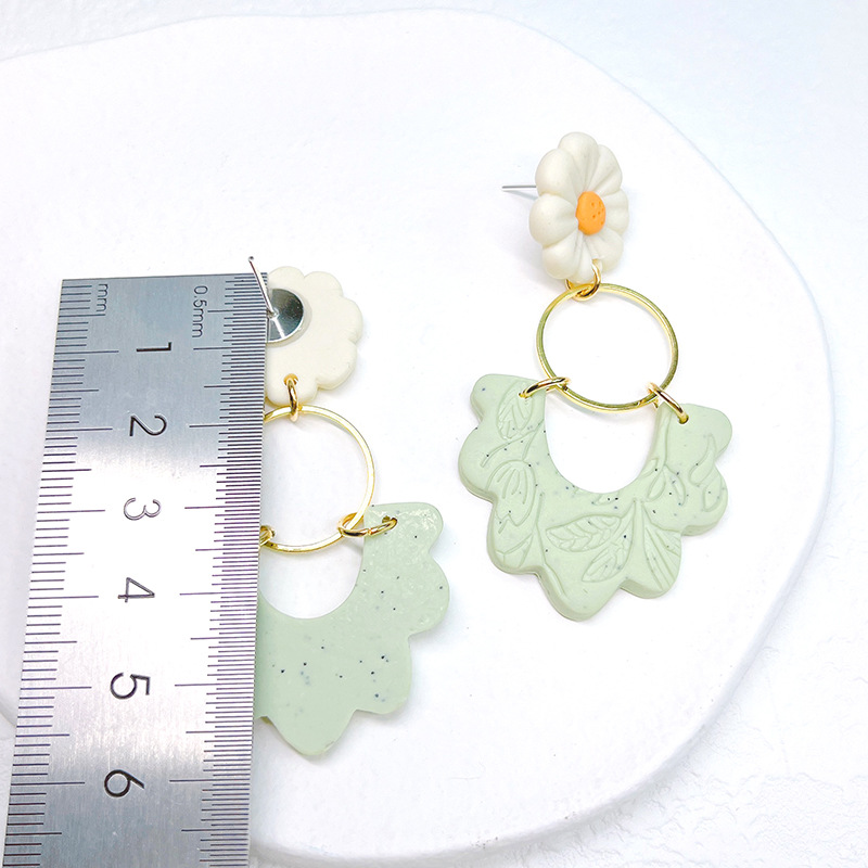 1 Pair Fashion Leaf Flower soft clay Patchwork Womenu0027S Drop Earrings