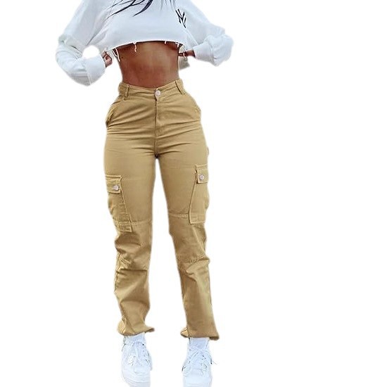 Nuevos monos transfronterizos para mujer, pantalones casuales de cintura alta, pantalones de trabajo, pantalones de pierna recta sueltos, pantalones casuales