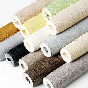 Modern Simple Vertical Stripes Wallpaper Pure Color Bedroom Living Room Office Non-Woven Wall Wallpaper Waterproof and Thickened