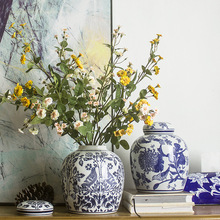中式复古青花瓷陶瓷罐储物糖果罐水培插花花瓶客厅装饰摆件