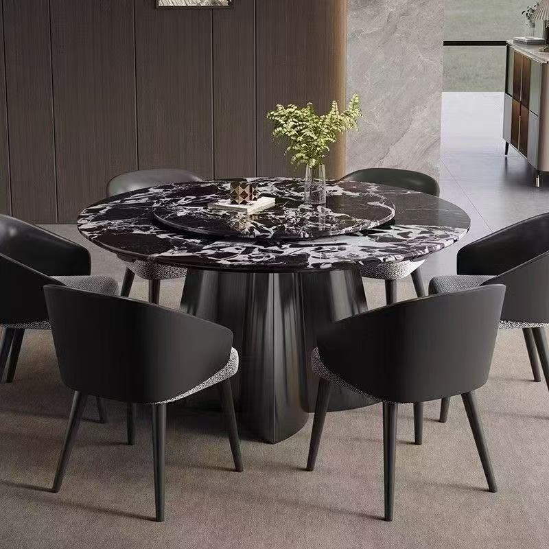 Italian Light Luxury Marble Round Dining Table Dining Table and Chair Combination Modern Simple Home Small Apartment Round Table Dining Table