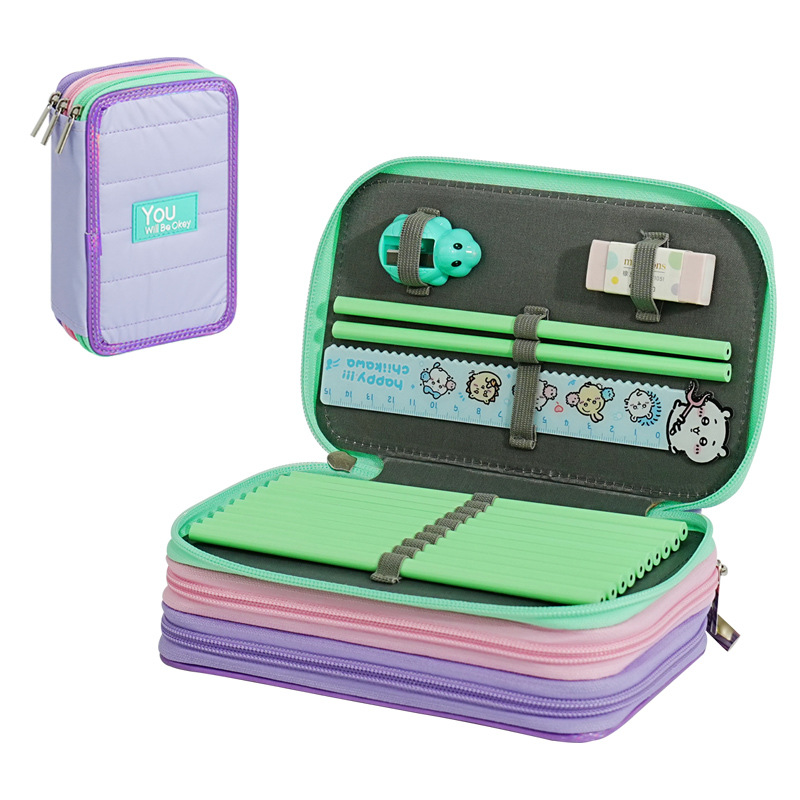 Caja de lápiz de estudiantes europeos y estadounidenses transfronterizos bolsas de lápiz lindas multifuncionales caja de papelería dinosaurio de gran capacidad bolsas de lápiz de dibujos animados