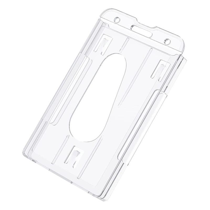Cross-Border Vertical Style Pure Transparent Ps Plastic Double-Sided Card Holder Id Card Case Work Badge Card Holder Wholesale in Stock