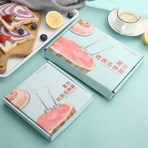 Stainless steel watermelon spoon gift box set creative engineer shovel spoon dessert fruit cake ice cream spoon shovel spoon