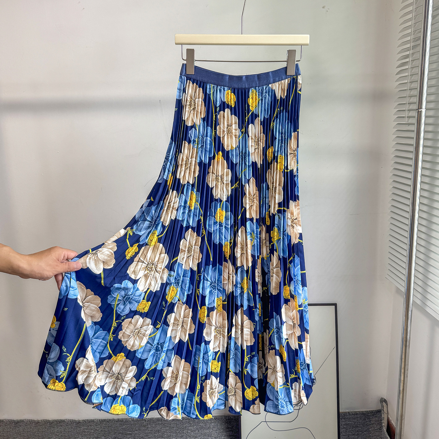 Women's Retro Print Pleated Skirt High Waist A-Line Midi Fashion Skirt for Commuting Summer Long Skirt European And American Style_ecoleips.com