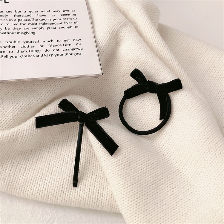 Anillo de cabello de arco de seda de banda de goma de cabello de cabello de alta calidad de cabello de cola de cabello elástica negra de alta gama