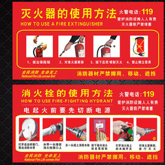 灭火器使用方法贴纸消防安全标识标志牌灭火器放置点警示牌贴纸