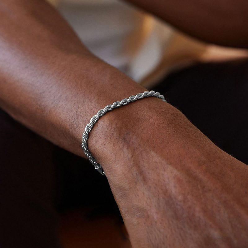 S925 Sterling Silver Water Corrugated Chain European Light Luxury Twist Woven High-end Style Men's Bracelet Couple's Bracelet Women's Jewelry