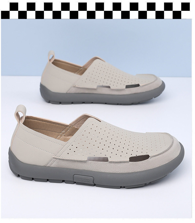 Dép sandal nam lỗ thoáng khí đế mềm kiểu lười — Màu be, Màu kaki chi tiết 16