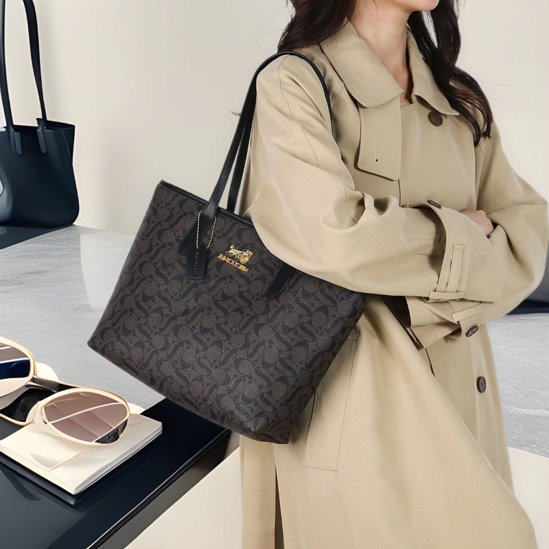 Bolsa de impresión retro para mujeres 2025, nueva moda de gran capacidad de bolsas de compras de viaje, bolsas de computadora, bolsas de hombro y brazo