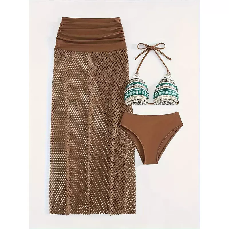 比基尼三件套女欧美性感分体泳衣跨境亚马逊海边沙滩度假bikini