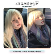 跨境直销新款假发女长发全头套式时尚挑染彩虹色仿真发整顶假发套