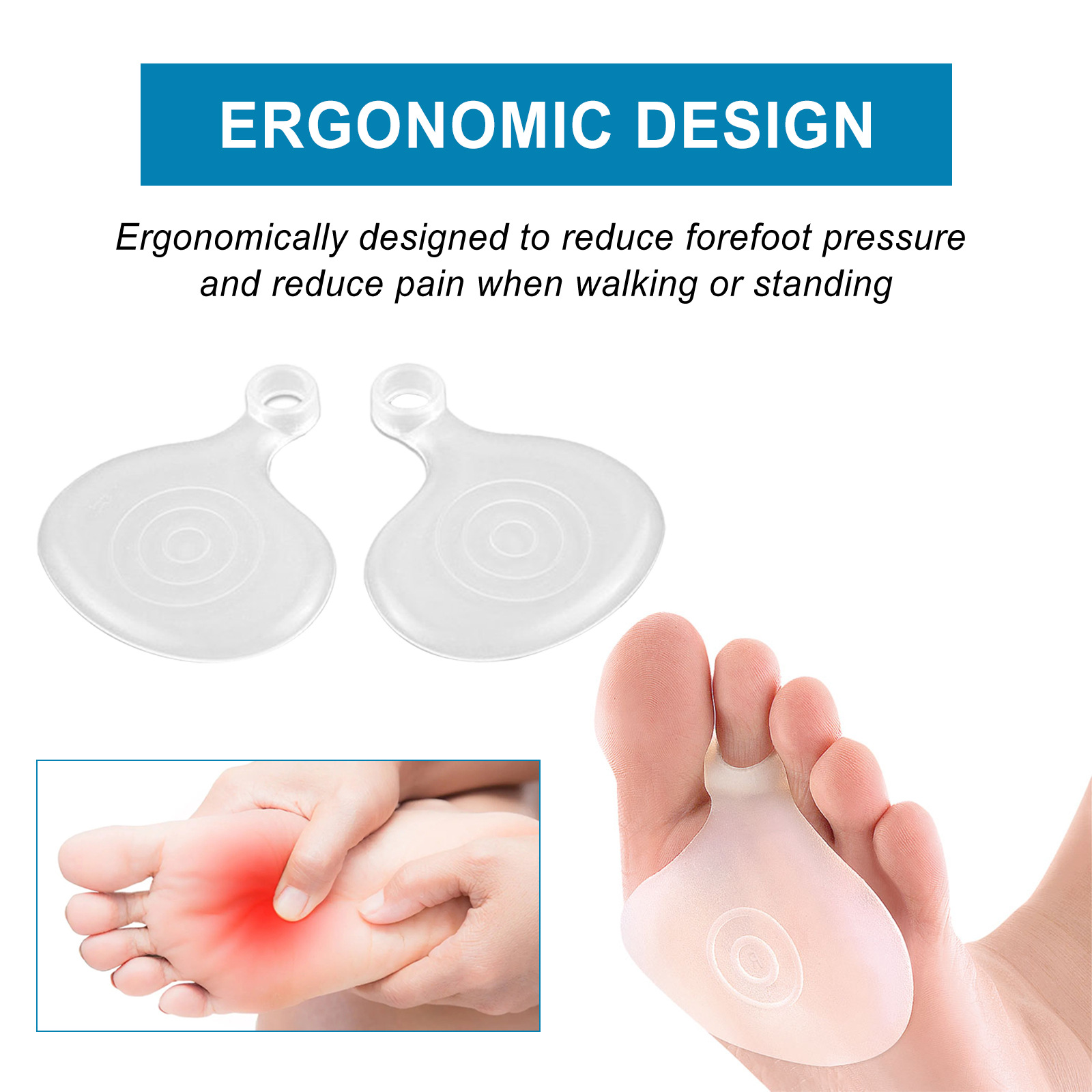 South Moon spherical forefoot pad reduces friction, alleviates forefoot discomfort, protects toes, and cares for wear resistance.