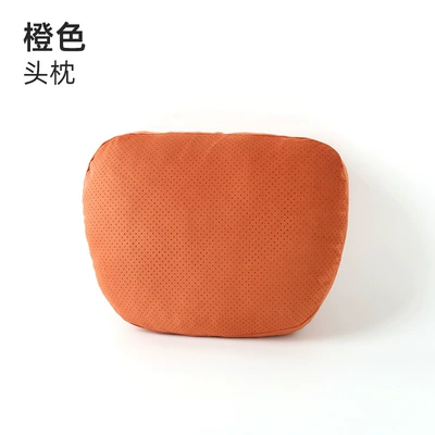 Car Headrest and Lumbar Support, Dupont Bio-Velvet Headrest, Neck Pillow, Suede Car Lumbar Cushion, Car Backrest Pillow (Headrest) - orange-single-headrest-dupont-cotton-core-suede-breathable-perforated