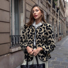 韩版chic 冬季时尚减龄翻领单排扣羊羔毛皮毛一体 短款夹克外套女