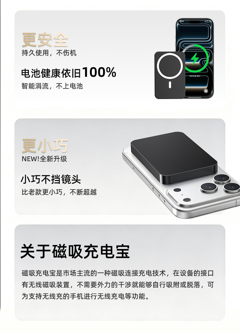 KC Cross-border Direct Supply Aluminum Alloy Frame Mobile Phone Power Bank Wireless Magnetic Suction Super Fast Charging Large Capacity Portable Charger