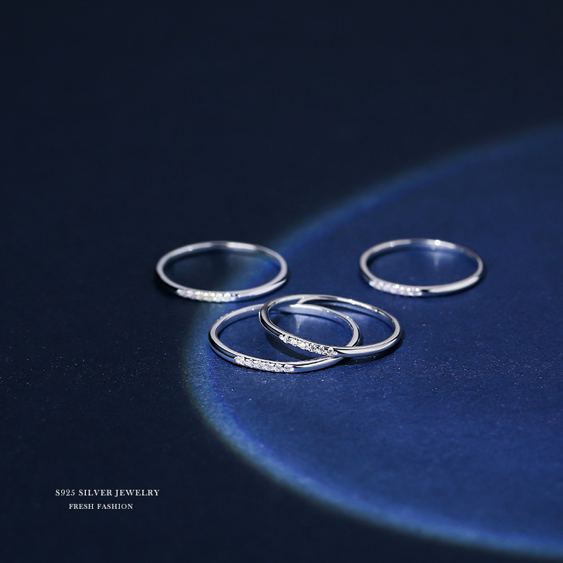 S Sterling Silber Design geschlossene Schleife schlichter Ring für Frauen, Japan, Südkorea, leichter Luxus, Nische minimalistisch Basic_voghion.com
