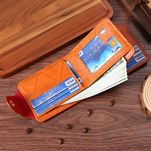 Men's Wallet with US Dollar Pattern Ultra-Light PU Bag Multifunctional Retro Multi-Card Slot