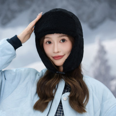 冬季时尚百搭格纹帽子女款户外抗风御寒雷锋帽护耳休闲纯色毛绒帽