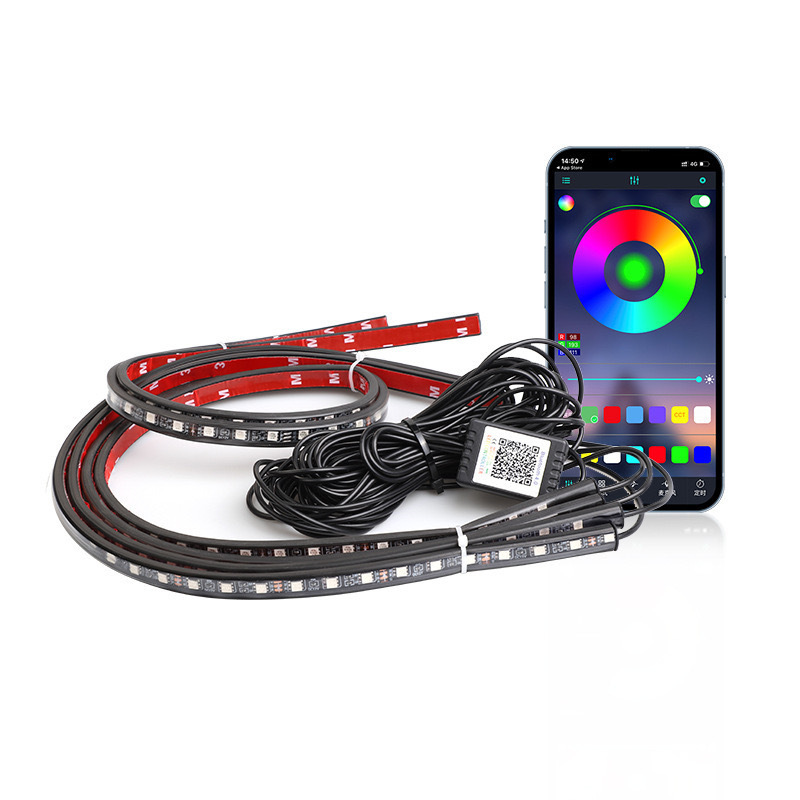 High-Brightness Modified Car Underbody Lights, Waterproof Flashing Led Flow Lights, Car Chassis Lights, Decorative Colorful Sound-Controlled Ambient Lights