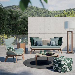 Outdoor Terrace Rocking Chair Lazy Leisure Rocking Chair Outdoor Garden Courtyard Rope Woven House Hotel Teak Chair Furniture