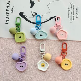 DIY simulation flower love smiley face resin plate car keychain pendant colorful candy ball accessories bag decoration