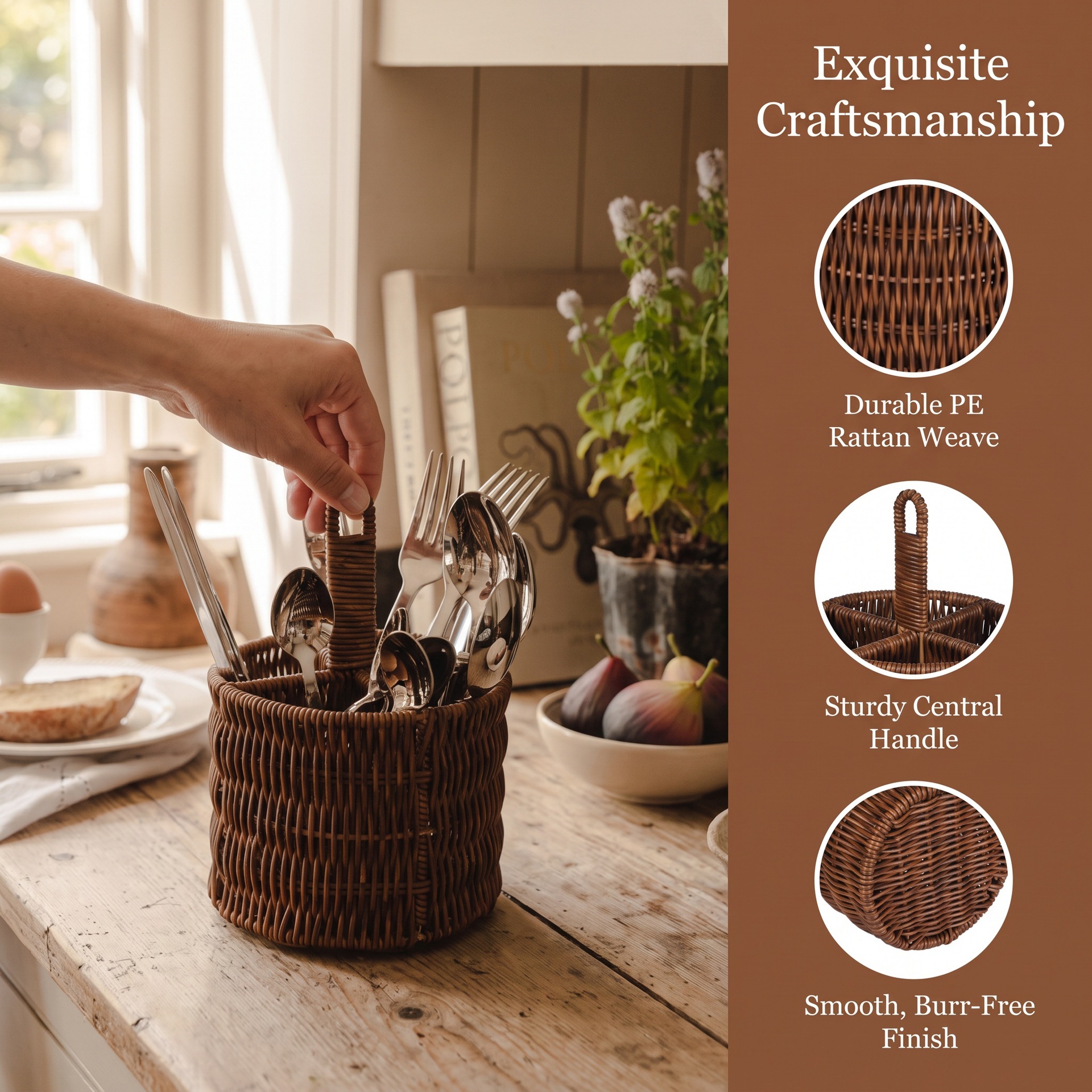 Escurridor de Cubiertos de Plástico PE Efecto Ratán para Cocina image 4