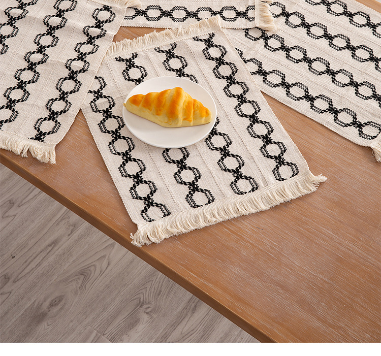 Neue Stoff D Baumwolle Lepra Weben Geschirr Matte Quaste Isolierung Matte Dekorative Dual Farbe Gespleißt Western_voghion.com