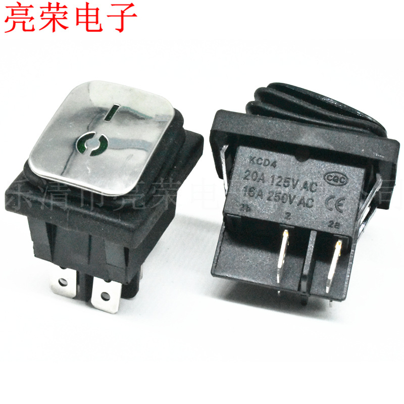 KCD4 不锈钢面板 4脚2档 连体防水电源开关 防水启动开关配件