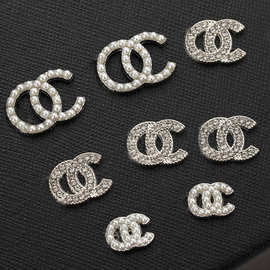 新款满钻字母双C配饰韩版轻奢风发饰材料配件DIY手机壳箱包配饰