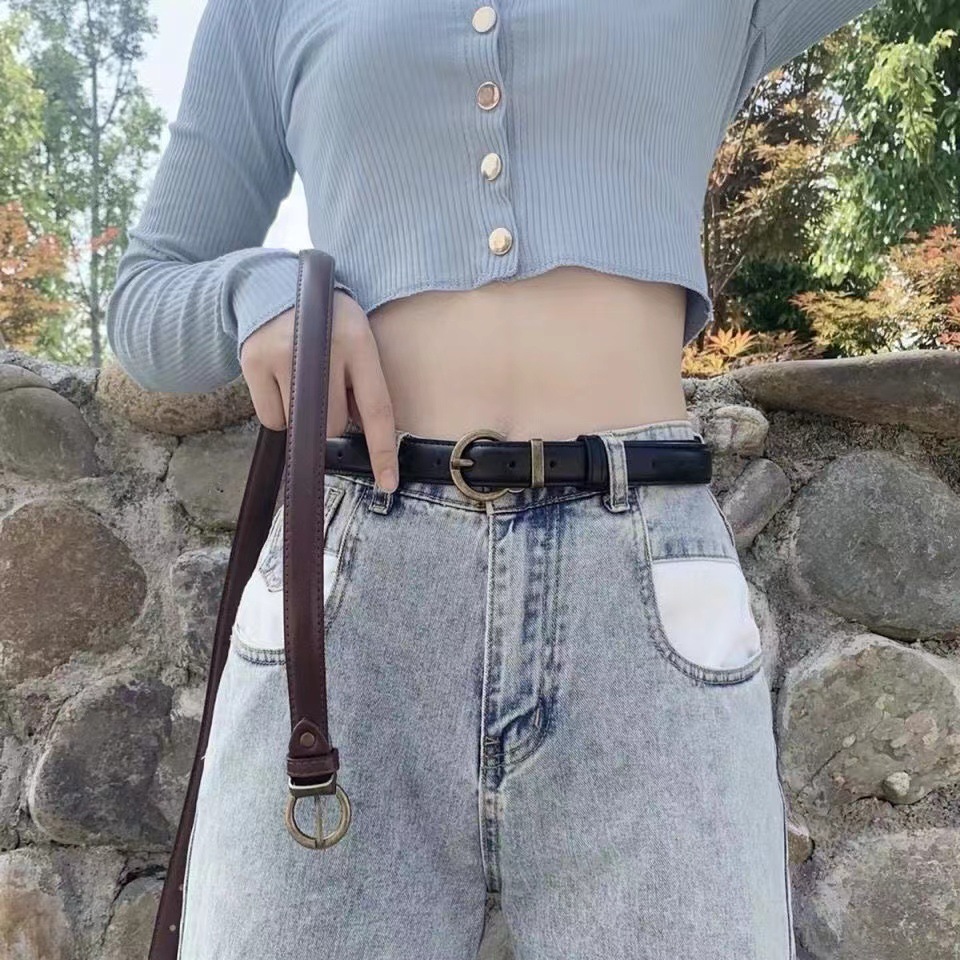 Retro black universal belt for men and women