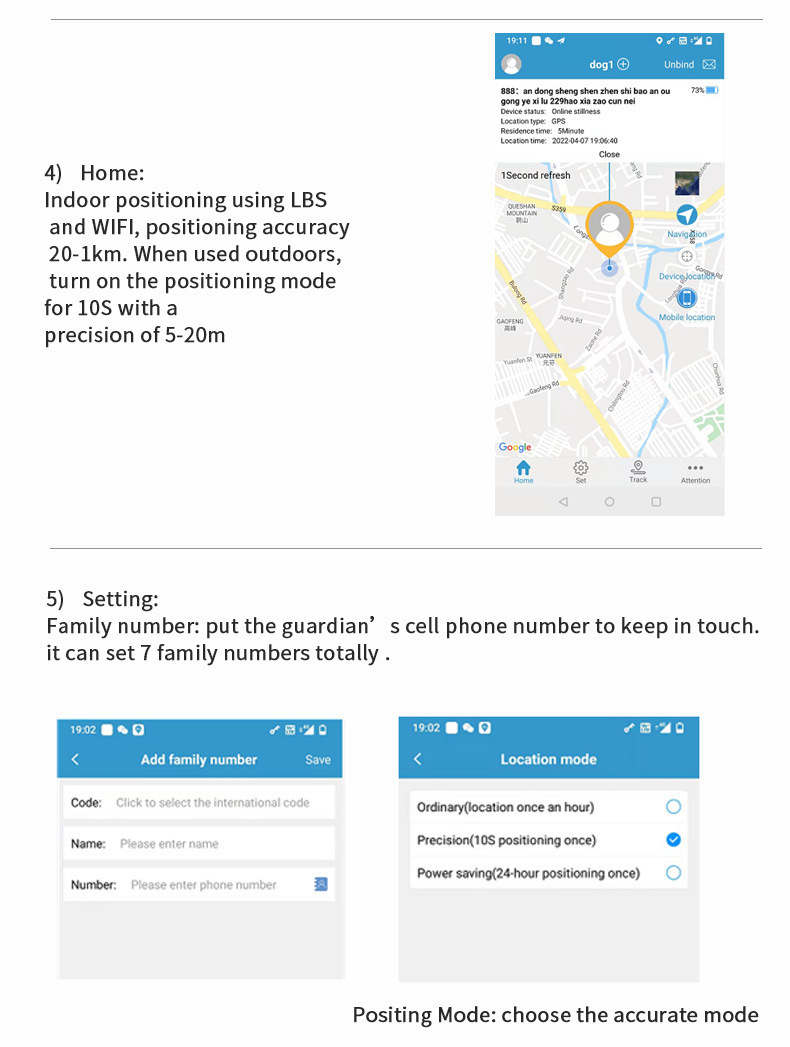 Dog GPS Tracker, Smart Pet Locator, Lightweight Anti-Loss Waterproof Satellite Device