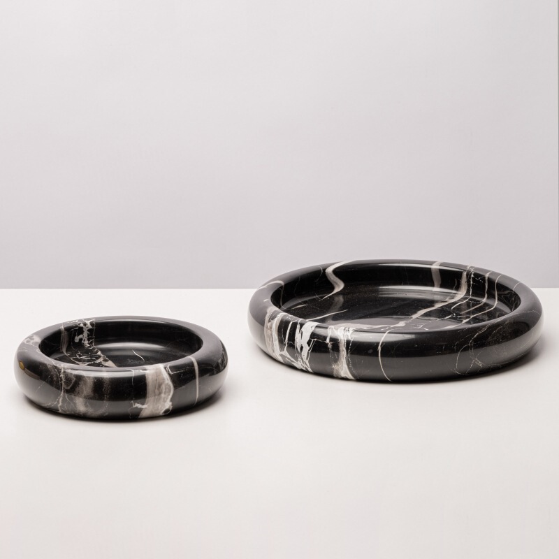 Creative Natural Marble Round Snack Fruit Storage Tray Fruit Plate Ornaments Green Plant Flower Pot Flower Ornament